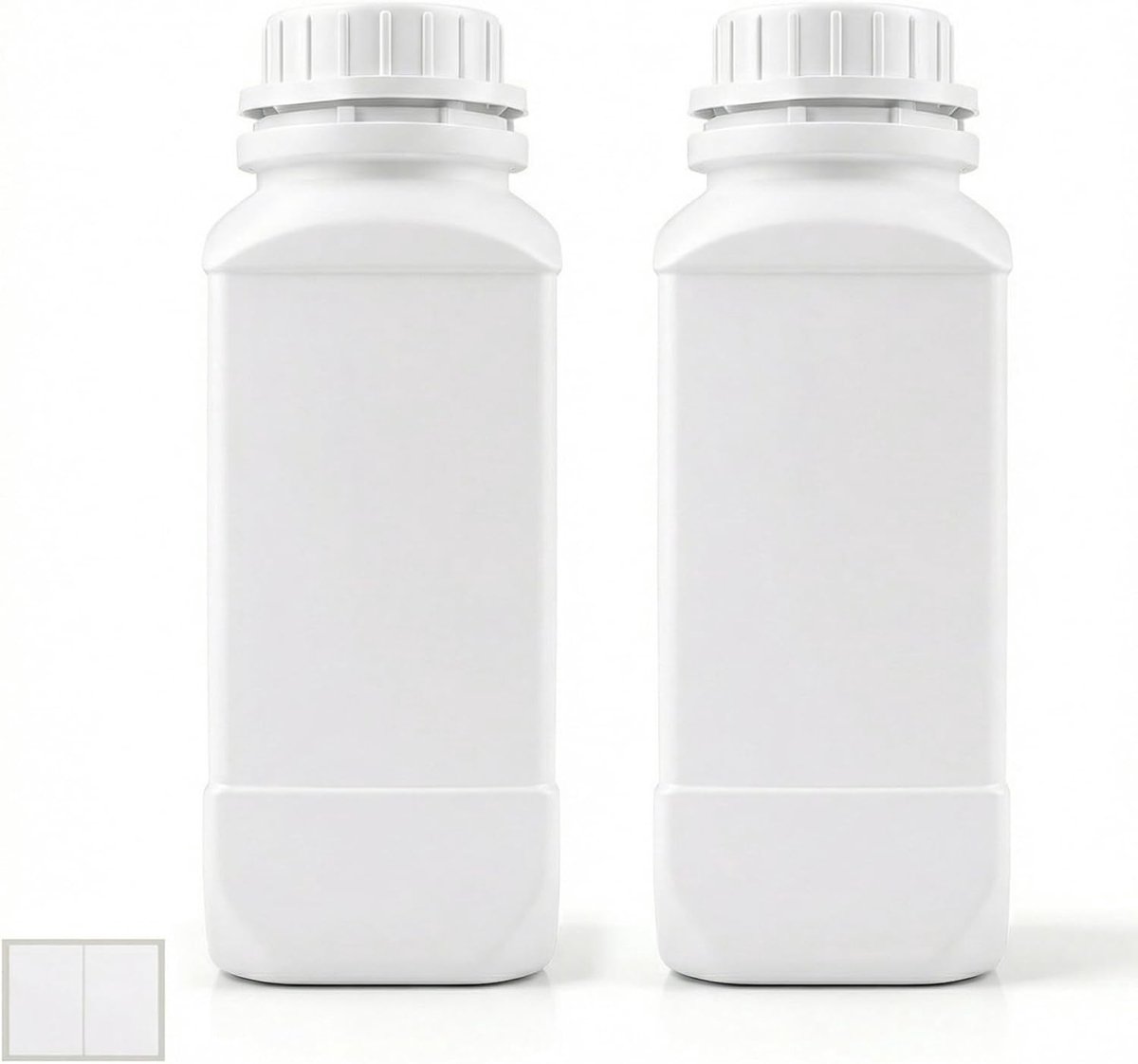 1000ml Breedneks Flessen met Schroefdop - HDPE Laboratoriumflessen voor Chemische Toepassingen, Keuken en Hobby, Set van 2, Wit