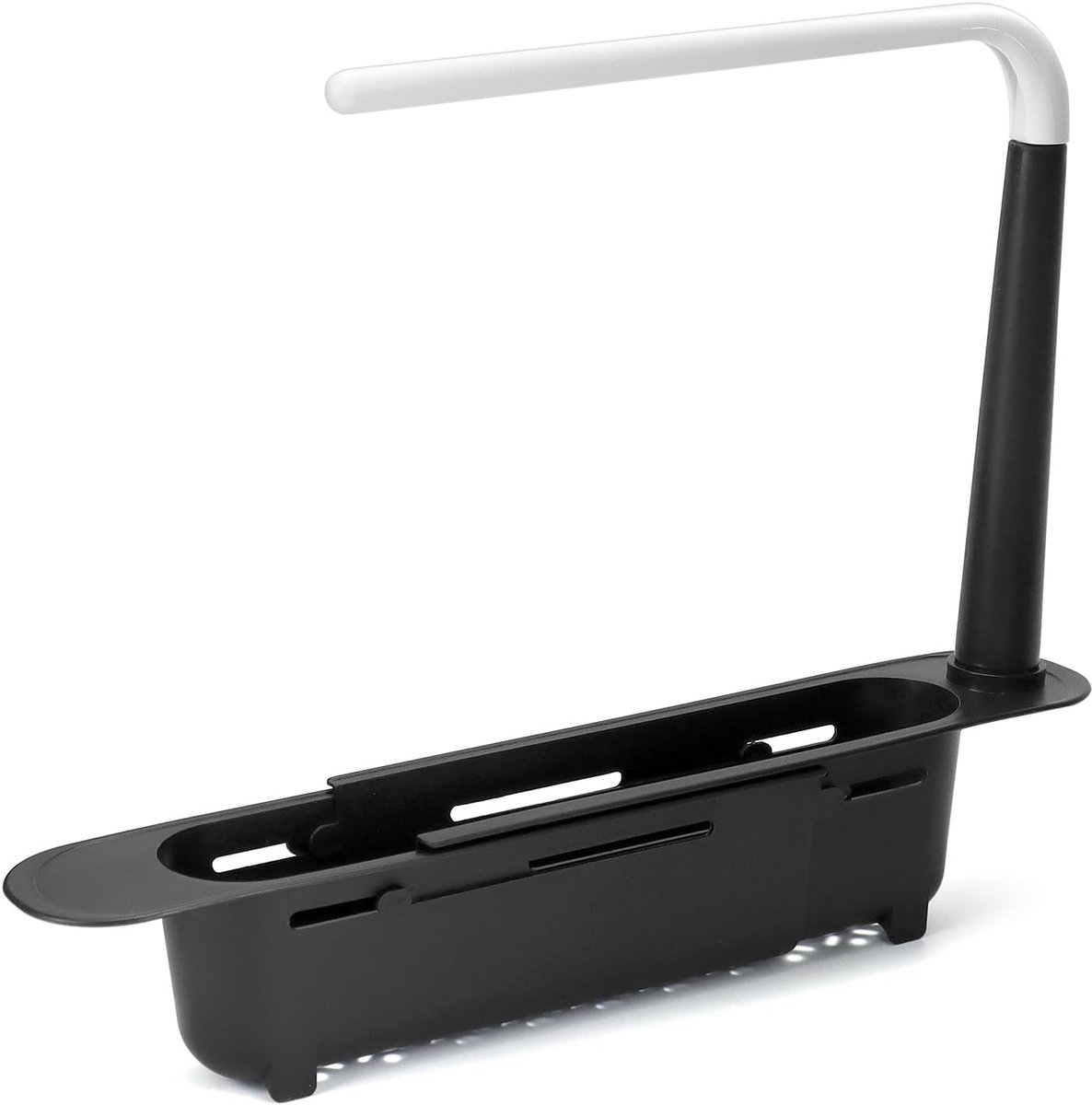 SnelShoppen - QWORK Telescopische Afwasbak Organizer - Hangende Keuken Organizer - Smalle Zwarte Afwasbak Organizer - Verstelbaar van 32cm tot 45cm -