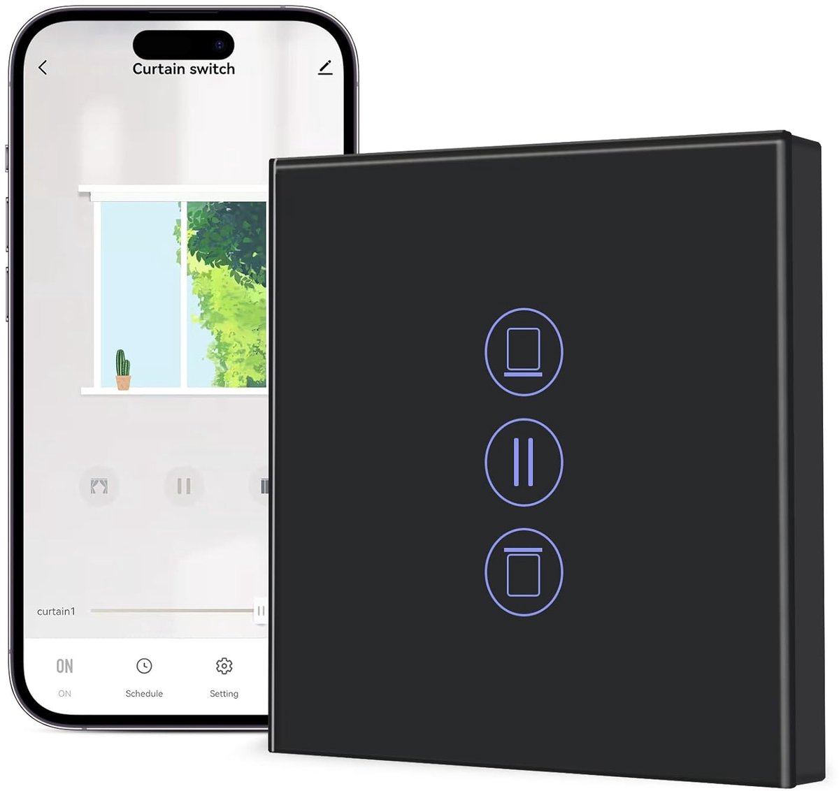 SnelShoppen - WiFi Roller Shutter Switch - Slimme Roller Shutter Schakelaar voor Gordijnen en Markiezen - 86x86 mm - Compatibel met Smart Life, Tuya,