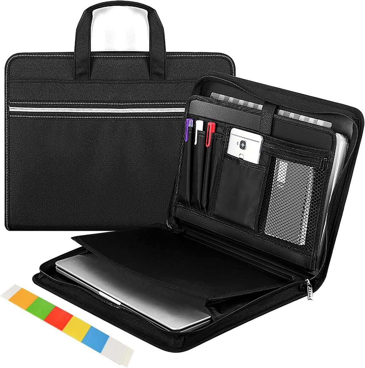 SnelShoppen - A4 Document Folder met 13 Compartimenten, Pocket Folder, Bestanden Organizer met Ritssluiting en Gekleurde Labels, Brand- en Waterdicht