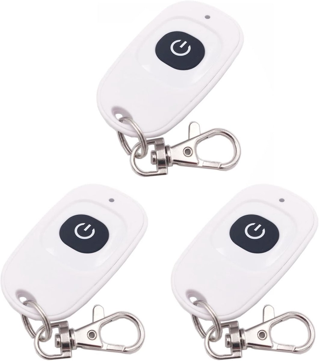 SnelShoppen - 3 x Draadloze Afstandsbediening Sleutelhanger 1527 Leercode 1 Knop, 433MHz RF voor DezeRC Ontvanger, Ideaal voor Tuin, Camping en Feeste
