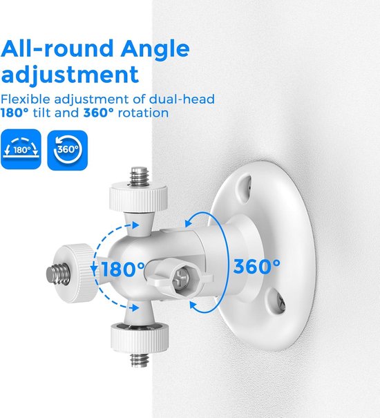 SnelShoppen - Zelfklevende Camera Beugel met 1/4-20 Inch Draad, Wandmontage voor Bewakingscamera's, 360° Verstelbare Houder voor Ring en Arlo, Geschik van Snelshoppen — afbeelding 3