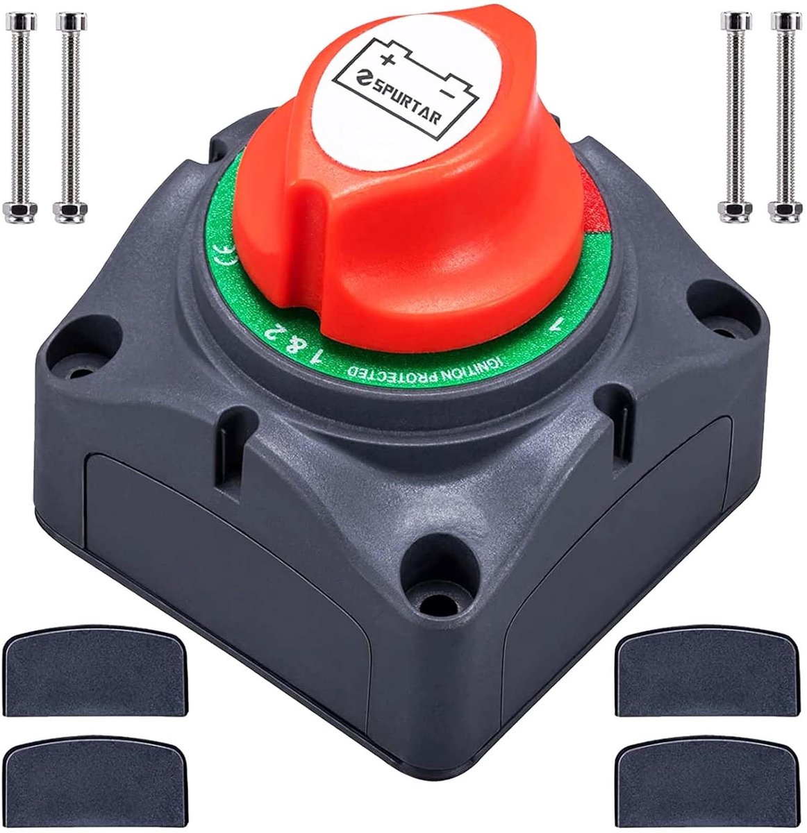 SnelShoppen - Batterij Afkoppel Schakelaar - 12V 24V 48V Accu Switch - 1-2-Both-Off - Veiligheids Schakelaar voor Auto, Boot, Jacht, Caravan