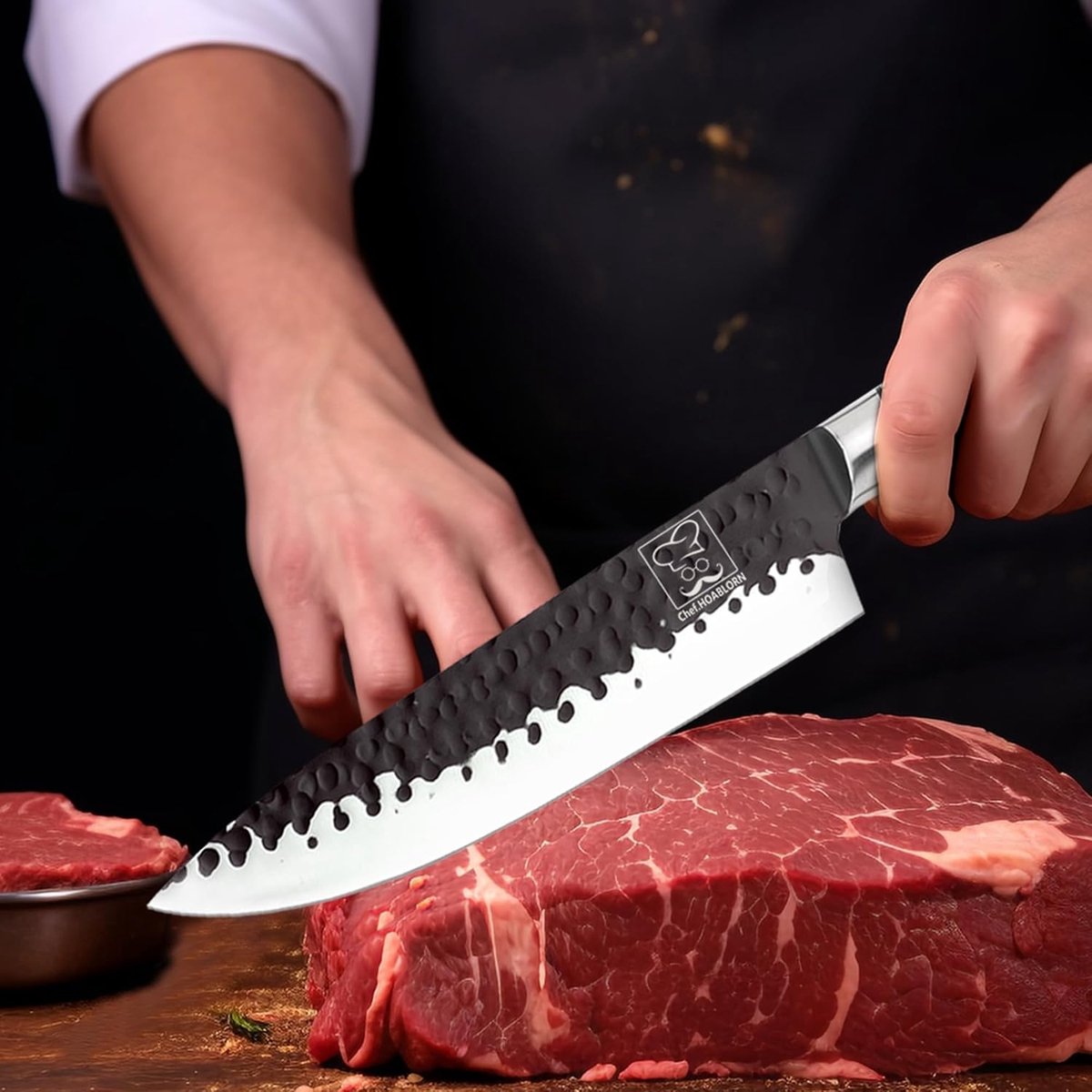 SnelShoppen - Professioneel Koksmes Set 2-delig - Handgesmeed Japans Keukenmes - Chef's Knife & Santoku Mes - Voor Thuis, Camping, Koken, Snijden, Hak