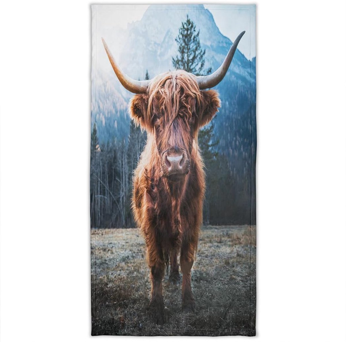 SnelShoppen - Badhanddoek Strandhanddoek Lonely Yak Cow 70x140cm Katoen Zacht Absorberend Sport Handdoek Camping Fitness Handdoek