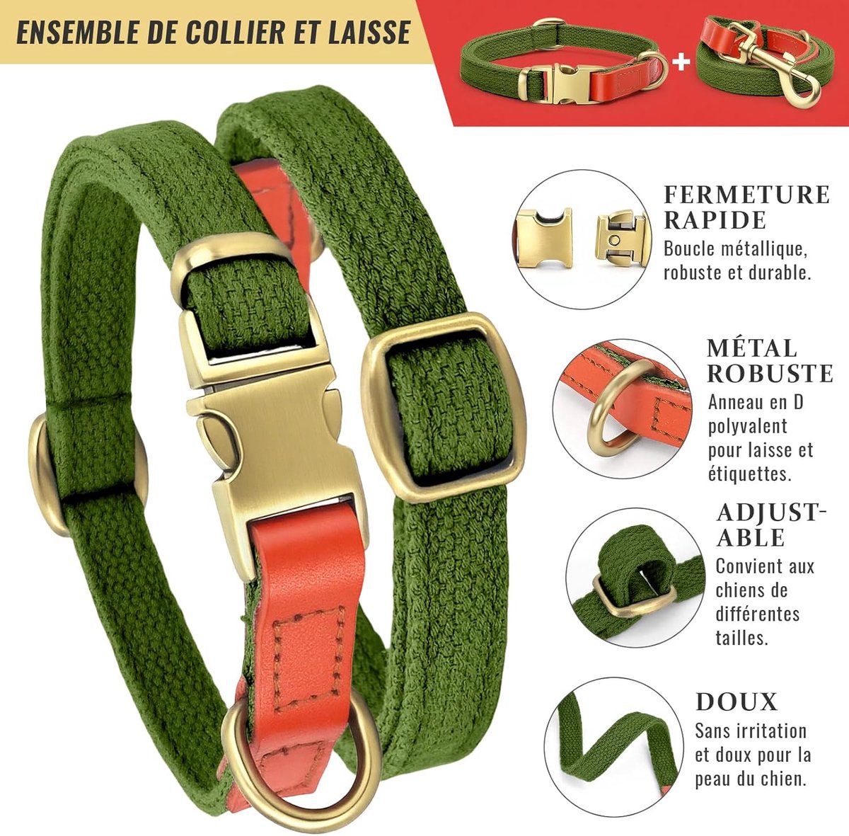 SnelShoppen - Groene Hondenhalsband en Leash Set, Militaire Persoonlijke Hondenhalsband, Verstelbare Tactical Leiding voor Kleine en Middelgrote Honde
