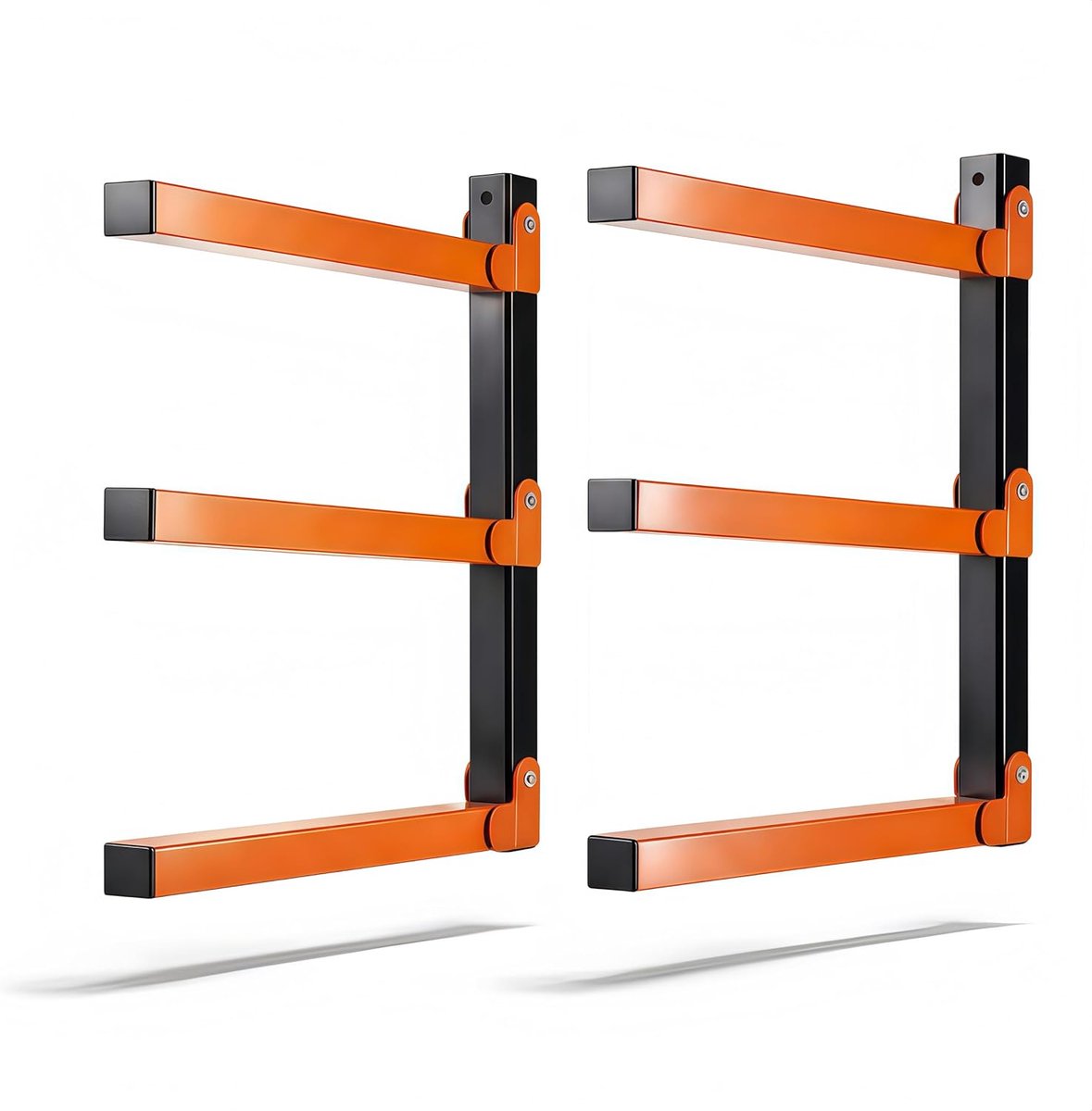 SnelShoppen - Pack van 2 Houten Opslagrekken, Wandgemonteerd, 3 Laags, Tot 100 kg, Ideaal voor Garage, Kelder, Keuken en Tuin