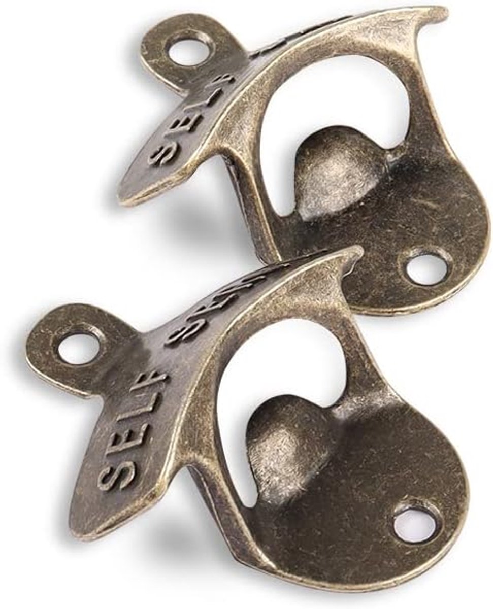 SnelShoppen - Wandflesopener Set van 2 - Vintage Blauw - Muurmontage Flesopener voor Bars, Restaurants, Café en Keuken - Veilig en Handig