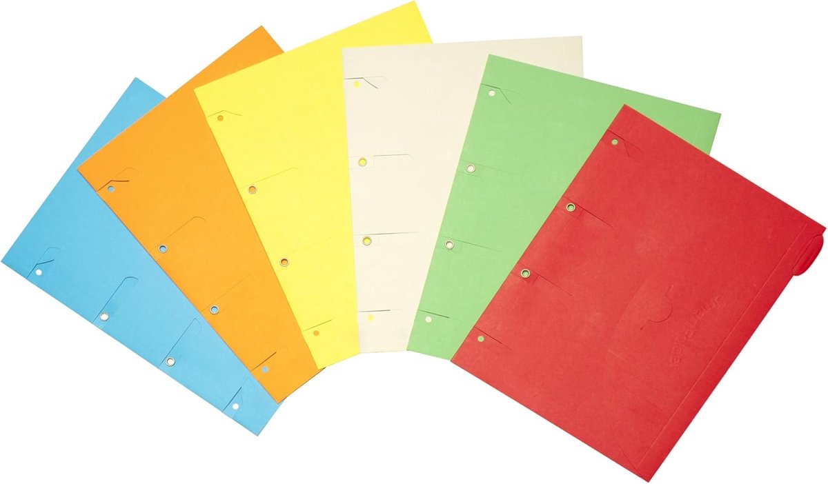 SnelShoppen - Assorted A4 Smartfolders Set van 6 - Kleur: Rood, Groen, Natuur, Geel, Paars, Blauw - Perfect voor School, Kantoor, Organisatie en Creat