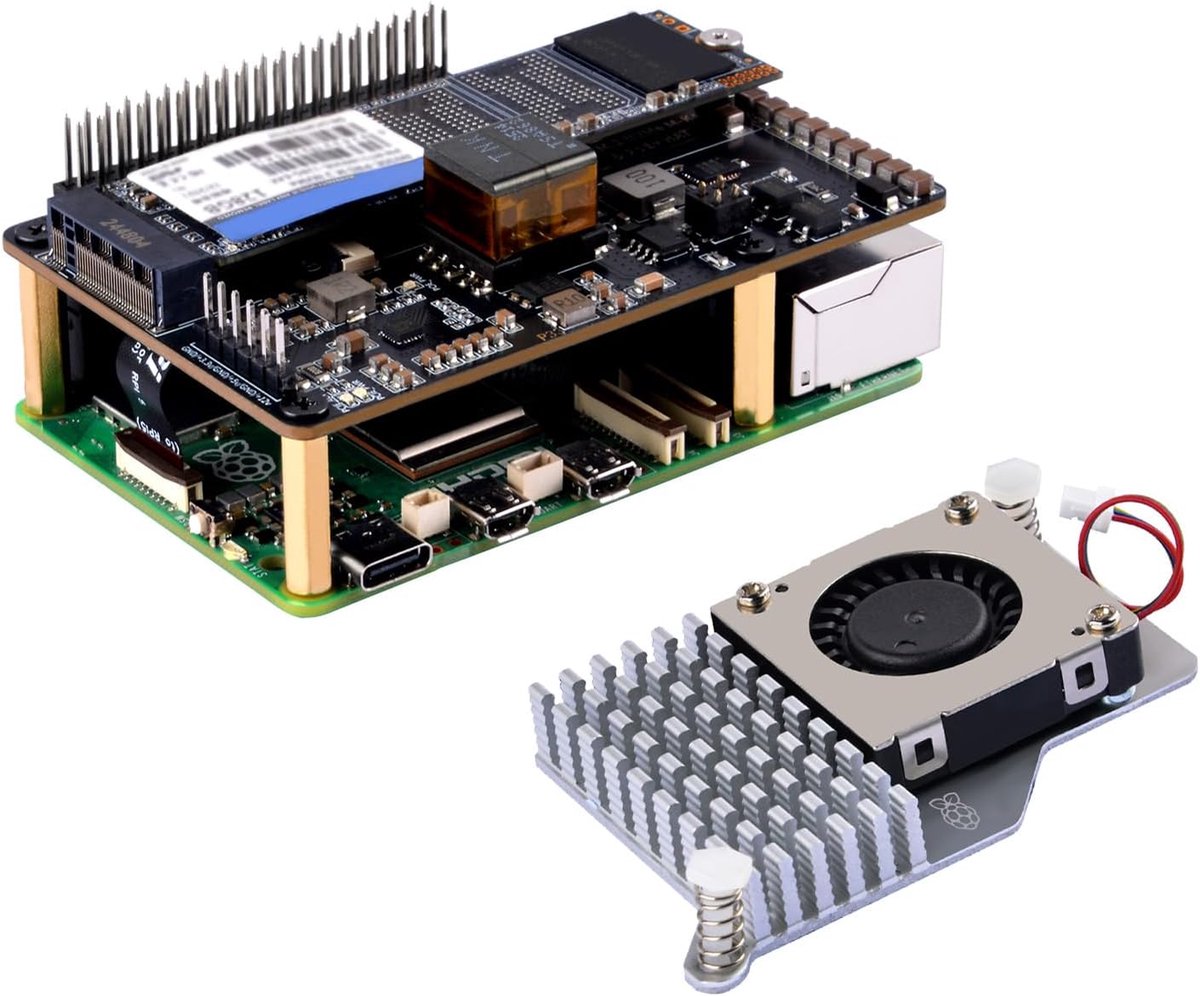 SnelShoppen - P33 M.2 NVME M-Key PoE+ HAT voor Raspberry Pi 5 met Actieve Koeler, Ondersteunt M.2 NVMe SSD 2230 2242 2260 2280, Hoogwaardige Prestatie