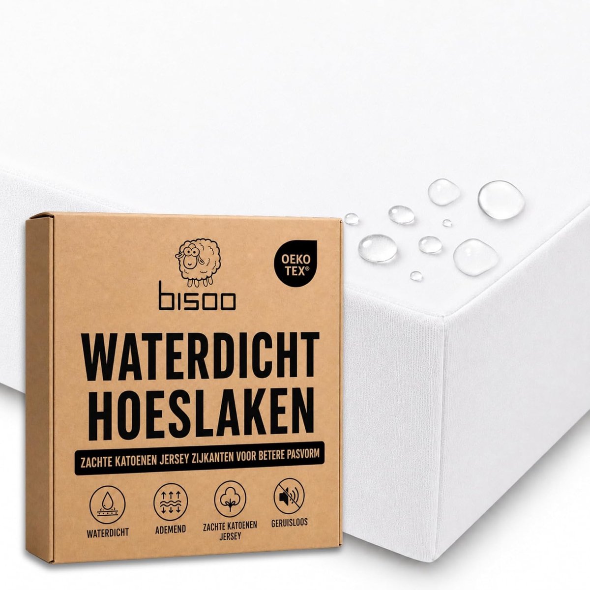 SnelShoppen - Waterproof Fitted Sheet 45x90 voor Co-Sleeper - Ademend, Geluidloos, Katoen Jersey, Oeko-Tex, 2-in-1 Matrasbeschermer en Laken