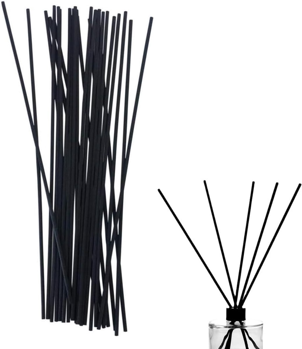 SnelShoppen - Room Fragrance Rattan Rods, Diffuser Sticks, Aroma Staven voor Essentiële Olie, 20 Stuks, 30cm, Zwart, Ideaal voor Thuis, Kantoor, Spa