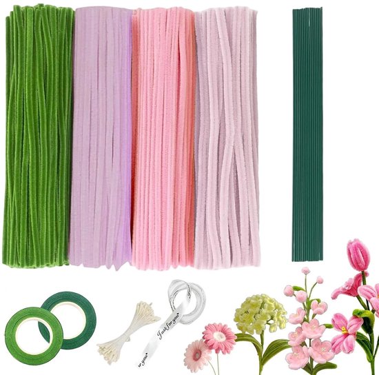 Foto: Set van 400 kleurrijke pijpjes voor bloemen 30 cm lange schoonmaakpijpjes voor creatieve bloemstukken en diy projecten