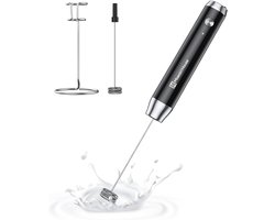 Melkopschuimer Elektrisch Oplaadbaar – USB-C – 2 Gardes – IPX6 Waterdicht – Met Standaard – Zwart