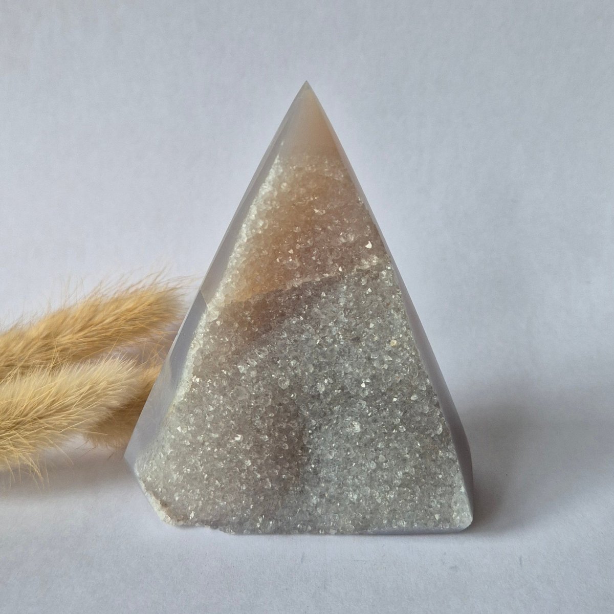 Druzy Grijze Agaat Diamant Staande Edelsteen Kristal - #38 238g