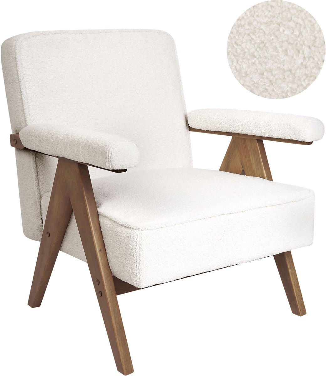 EVJE - Fauteuil - Gebroken wit - Bouclé