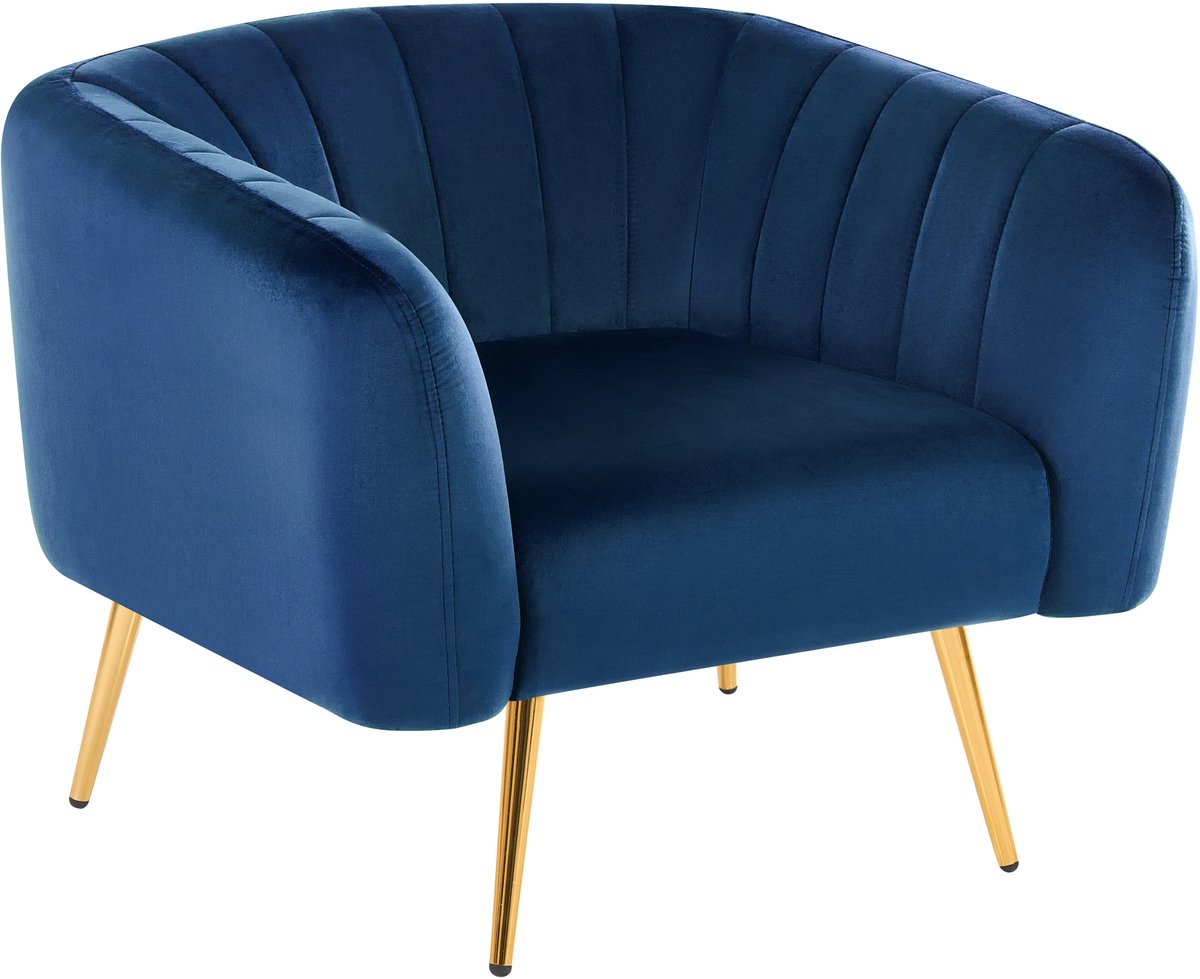LACONIA - Fauteuil - Donkerblauw - Fluweel