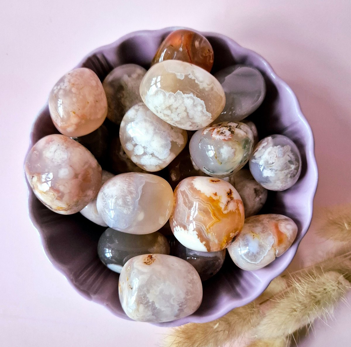 Edelsteen Cherry Blossom Agate Handstenen (3-6cm) Trommelstenen / Palmstenen