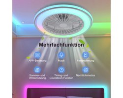 Vhr Plafondventilator met Verlichting - Dimbaar - 6 Snelheden - Afstandsbediening/App Besturing - Slaapkamer en Woonkamer