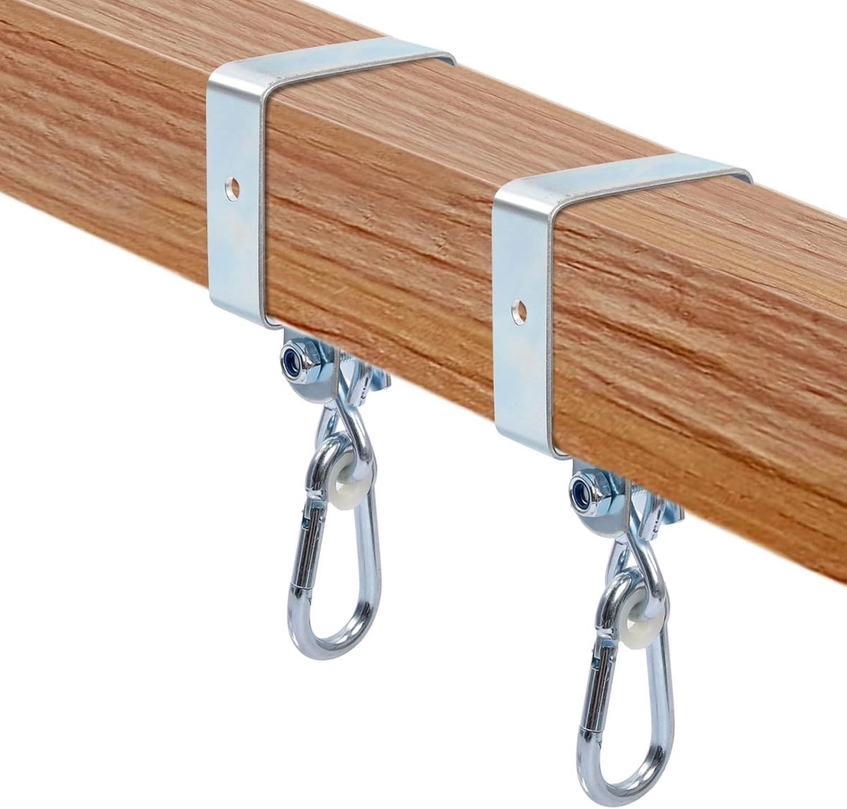 Set van 2 Swing Clips met Karabijnhaak - Vierkante Schommelhaken voor Houten Schommels, 9 x 9 cm Schommelbevestiging en Ophangaccessoires