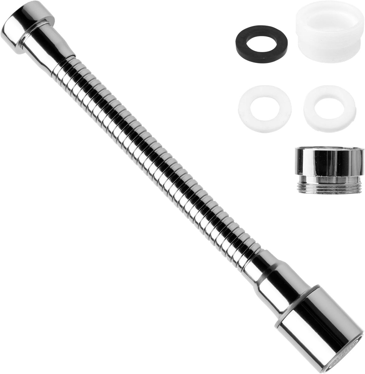 SnelShoppen - 20cm Tapuitbreiding met 2 Waterdispensers, RVS Faucet Attachment met 2 Adapters voor Keuken, Badkamer en Wasbakken