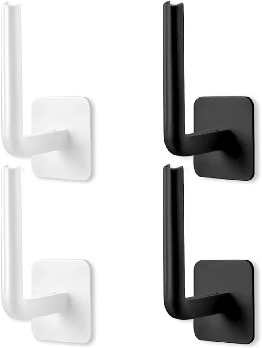 SnelShoppen - 4-delige gordijnhaakset, multifunctionele plastic haken zonder gaten, gordijnaccessoires in zwart-wit, ideaal voor woonkamer, slaapkamer