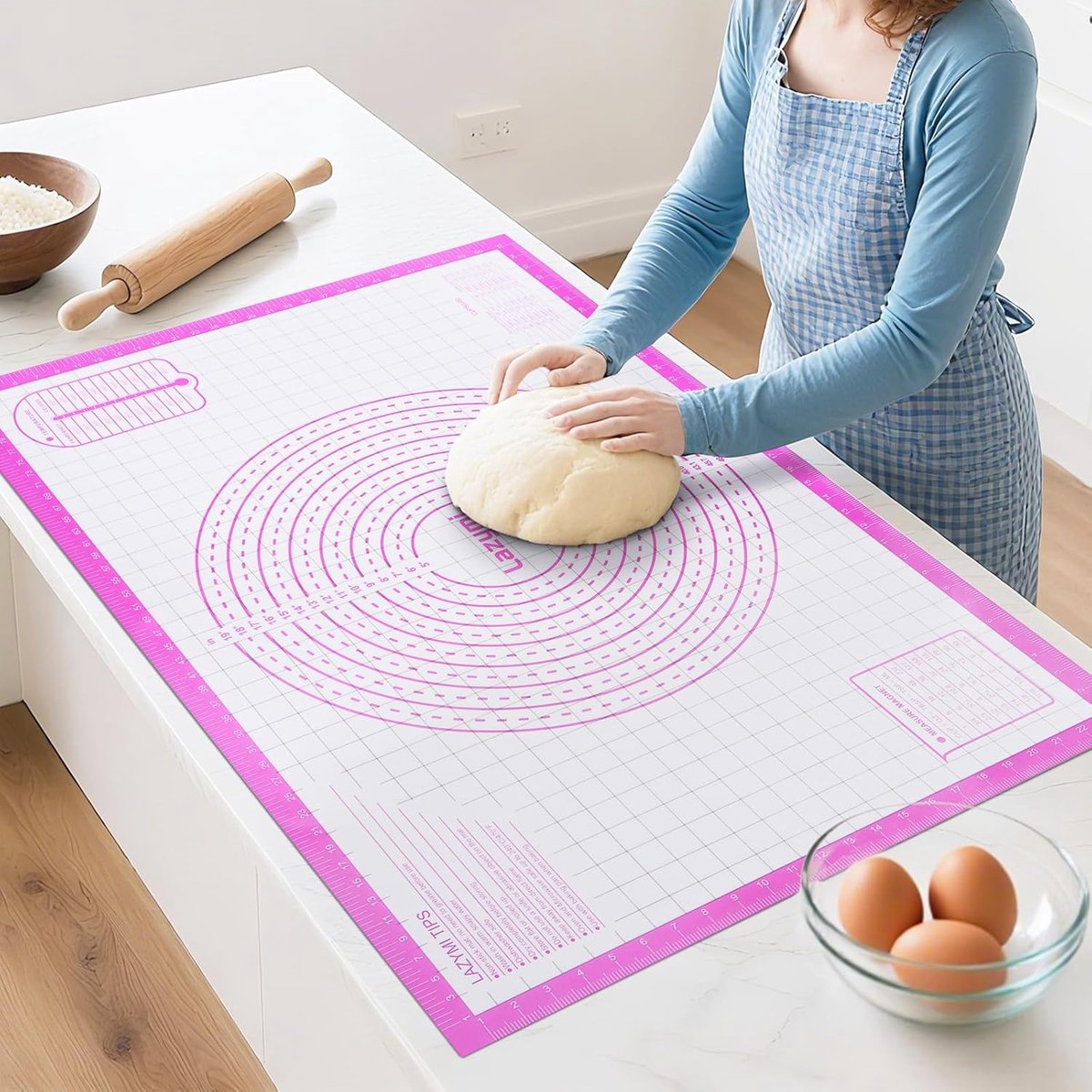 SnelShoppen - Extra Grote Non-Stick Siliconen Bakmat 91 x 61 cm - Deegmat met Meetmarkeringen voor Bakken - Hittebestendige en Herbruikbare Keukenacce