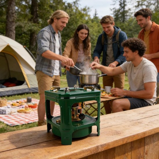 Campingfornuis - Picknickfornuis Buitenfornuis - Koken in de natuur - Winddichte verbranding - 21 x 21 x 22 cm - Zwart van Campingfornuis — afbeelding 3