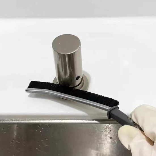 Voegenborstel - Groefreiniger - Effectief Schoonmaken - Krasvrije Borstelharen - 14 x 14 x 5 cm - Grijs — afbeelding 2