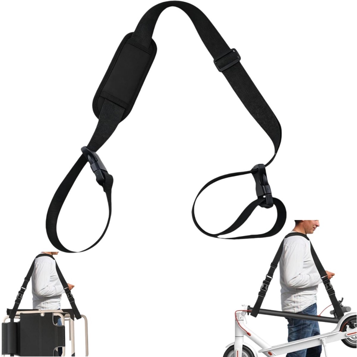 1 stuk - Draagriem voor strandstoel - Draagriem voor schommelstoel - Draagbaar - Draagriem voor yogamat - Multifunctionele riem - Zwart - 3,8 x 93 cm - Voor het vervoeren van klapstoelen, parasols, loopfietsen, vouwfietsen en yogamatten