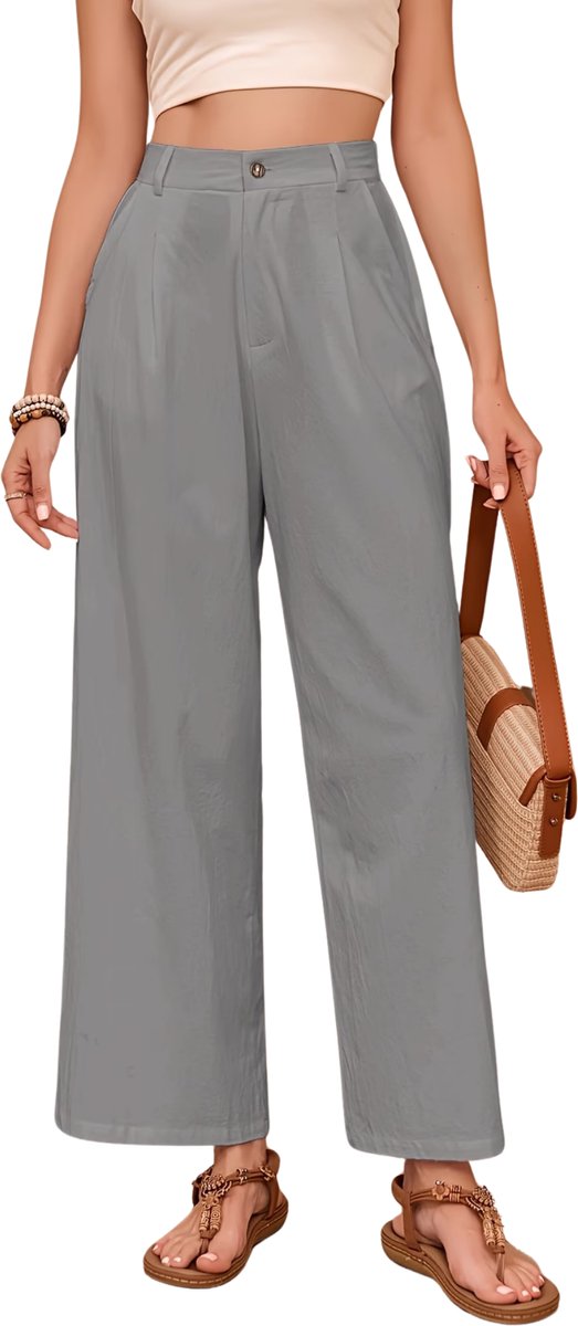 Currero Pantalon Dames Chino Golfbroek Nette Broek Met Elastische Tailleband Volwassenen Grijs