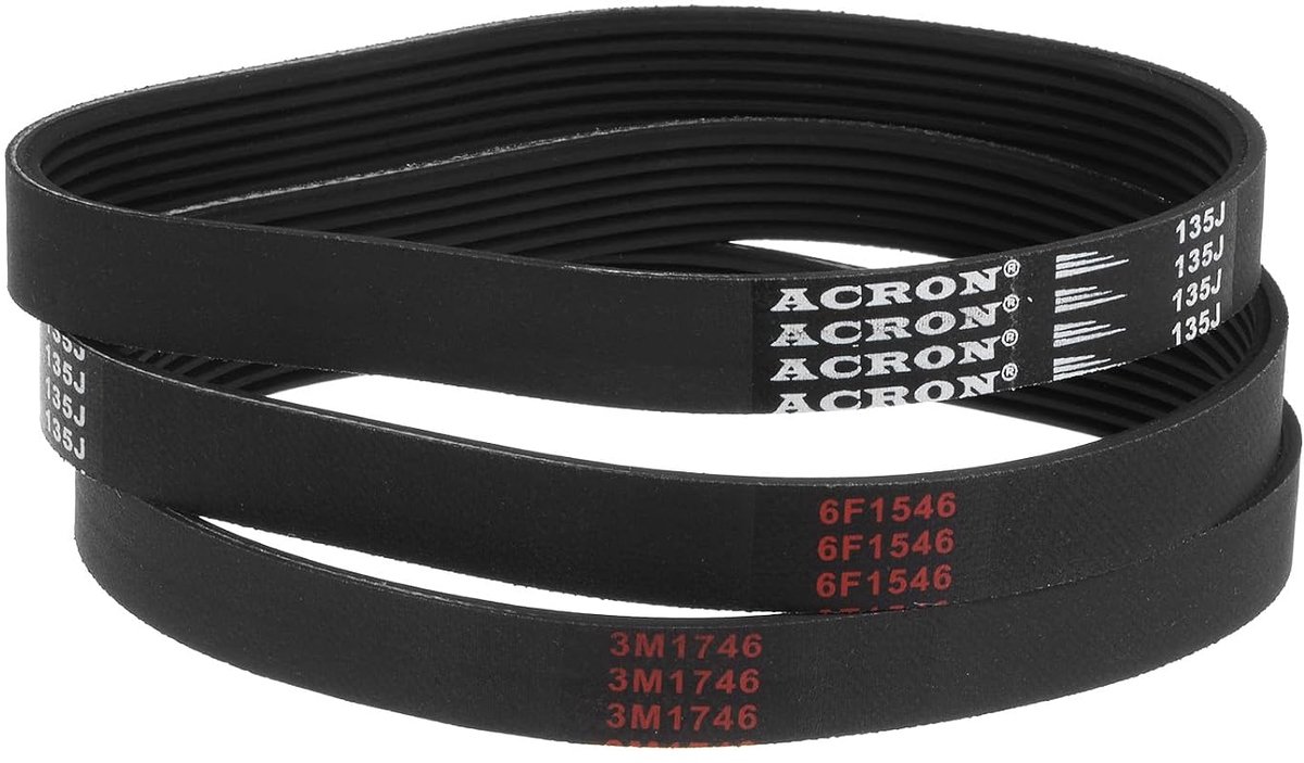 SnelShoppen - Rubber Lined Poly V Belts 135J6, 6 Ribs, 343mm x 14mm x 3.5mm, Industrieel, Pack van 3, Hoge Temperatuurbestendigheid, Oliebestendig, Sl