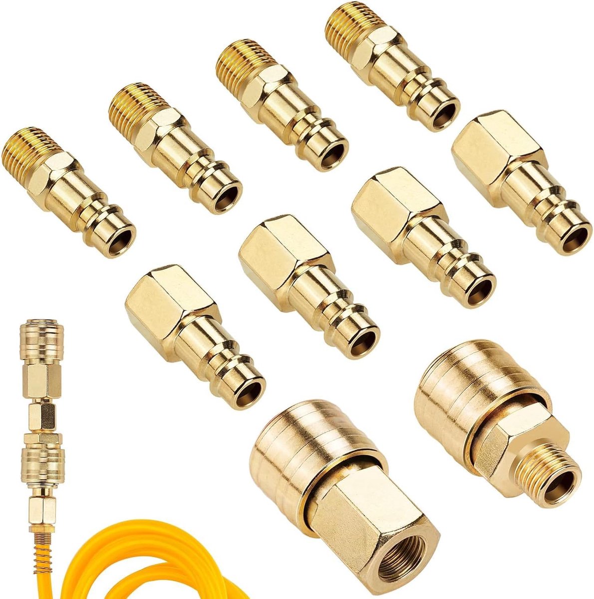 SnelShoppen - 10pcs Air Line Couplings Connectors Euro Hose Compressor Fitting 1/4" BSP Male/Female Set voor Compressed Air