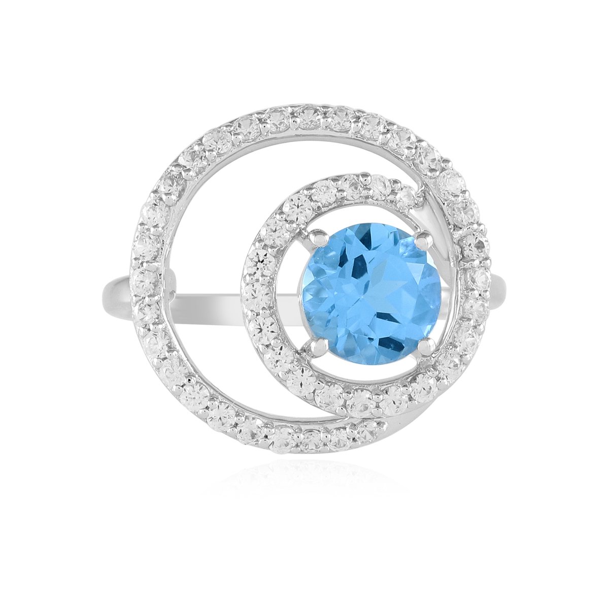 Cavill - 9 Karaats Witgouden Ring met 1.468 ct Zwitsers Blauwe Topaas & 0.903 ct Zirkonen - Elegante & Duurzame Sieraden