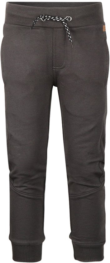 Donkergrijze joggingbroek voor jongens met trekkoord en elastische tailleband en boorden.