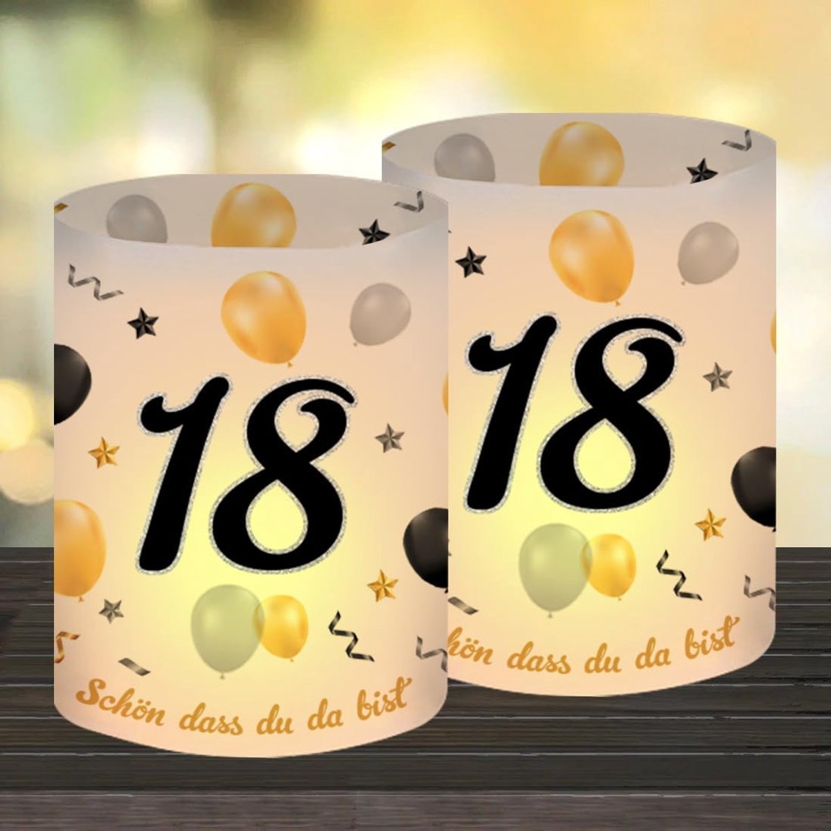 SnelShoppen - 12 Stuks Lantern Tafeldecoratie 18e Verjaardag - Happy 18th Birthday Decoratie - Geschikt voor Theelichtjes en Kaarsen - Feestelijke Ver