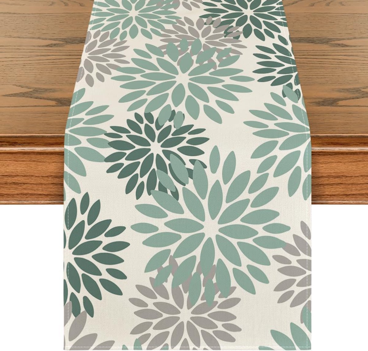 SnelShoppen - Decoratieve Tafelrunner 33x183cm - Waterdichte en Slijtvast Dahlia Motief in Lente Kleuren - Ideaal voor Keuken, Eetkamer en Feesten