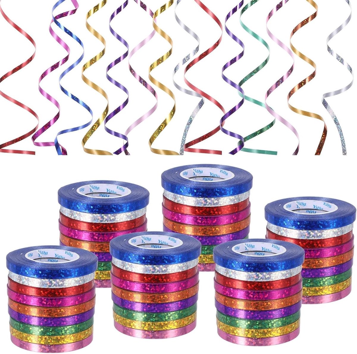 SnelShoppen - 540 m Lange Garlands voor Verjaardag, 9 Kleuren Feestdecoraties, Metallic Ballonlint, Glitter, Bruiloft Decoratie, Herbruikbare Material