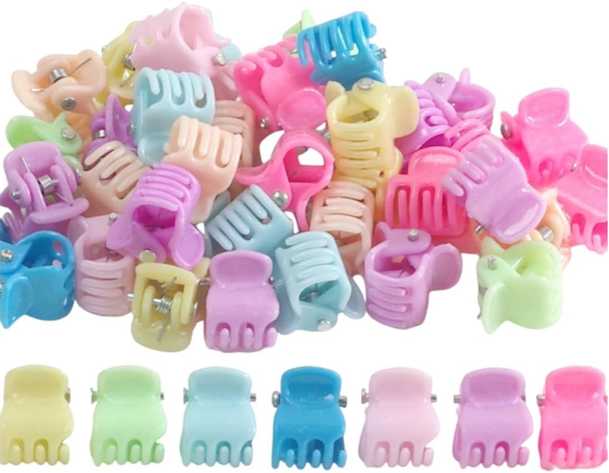 SnelShoppen - 50 Stuks Mini Haarclips Kleine Haarklemmen Haaraccessoires voor Vrouwen en Meisjes - Duurzaam, Multi-Kleur, Niet-Slip, Geometrisch Desig