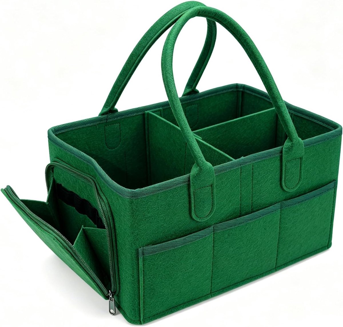 Organiser voor luiers met compartimenten, 13 x 23 x 18 cm, donker groen, opvouwbare tas voor luiers, multifunctionele luiertas, handig en stijlvol