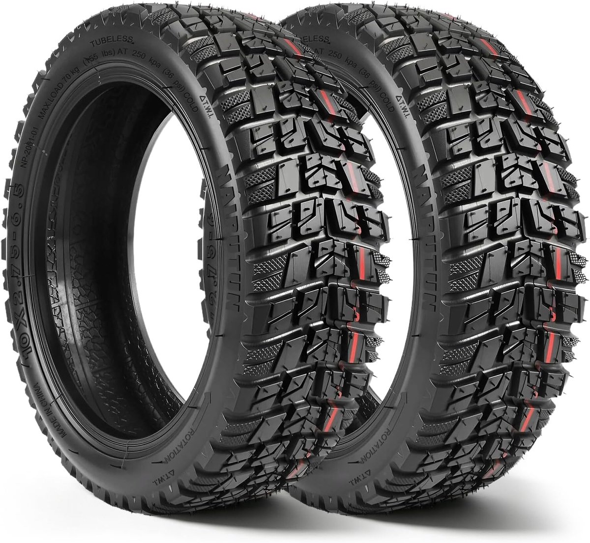 SnelShoppen - 10 x 2.75-6.5 E-Scooter Banden - Tubeless Vervangingsbanden voor Speedway 5 en Dualtron 3 - Duurzaam, Slijtvast, Antislip - 2 Stuks