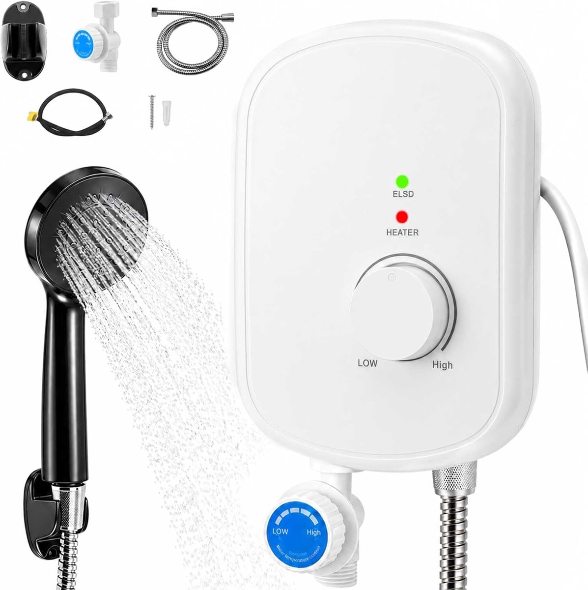 SnelShoppen - 5500 W Mini Instant Water Heater - 230 V Badkamer Keuken Tuin - IPX4 Waterdicht - LED Temperatuurweergave - 30-52 °C - Compact Warmwater