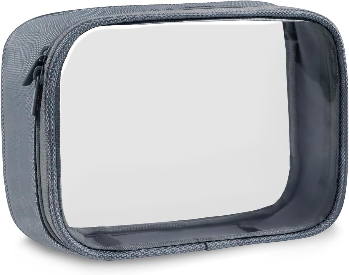 SnelShoppen - Transparante Toilettas voor Vloeistoffen - TSA Goedgekeurde Reis Makeup Organizer - Compacte 3-1-1 Pouch voor Mannen en Vrouwen - Grijs