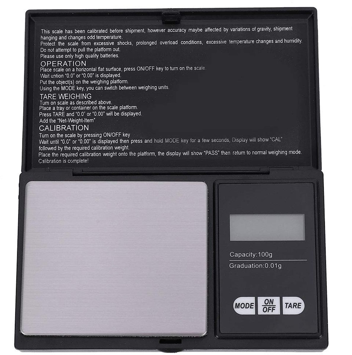 SnelShoppen - 1kg Mini Digitale Precisie Pocket Weegschaal - LED Display voor Goud, Zilver, Diamanten, Edelstenen - Roestvrij Staal - 100g/0.01g Nauwk