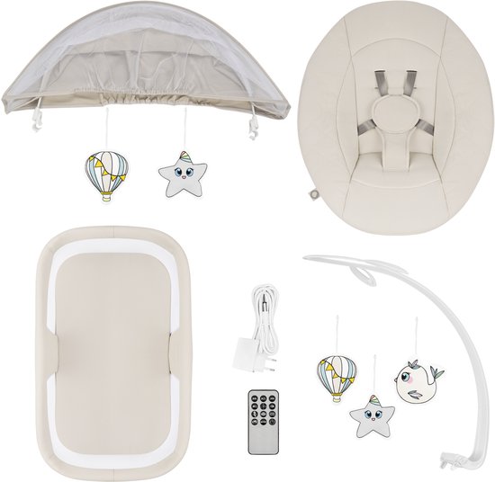 Lionelo Vivi Set Elektrische Babywipstoel 2in1 - Babyschommel & Wipstoel vanaf Geboorte tot 9 kg - - 360° Draaibare Zitting - Bewegingssensor - Bluetooth - Afstandsbediening - 5 Schommelsnelheden - T25 Matras van LIONELO — afbeelding 2