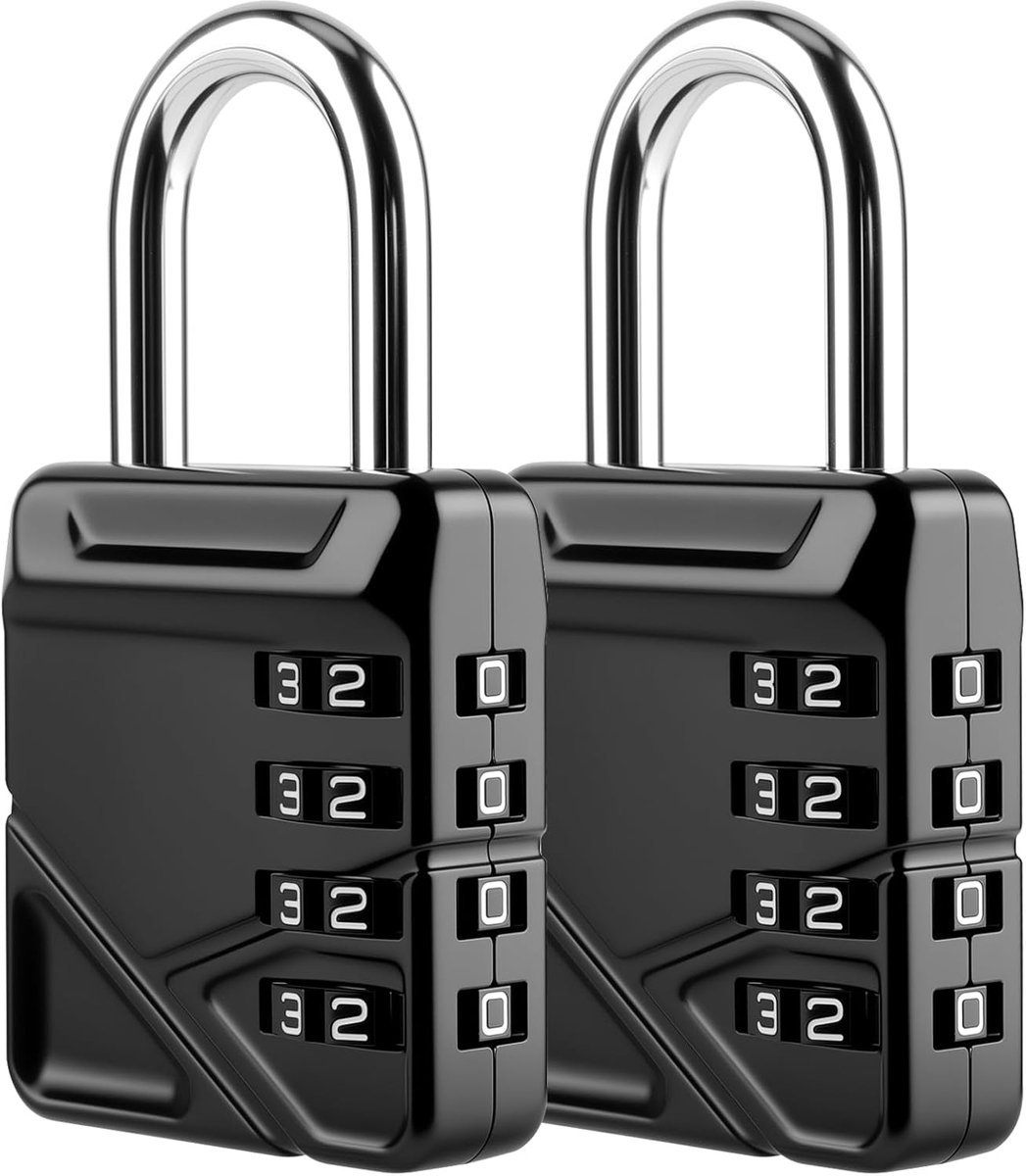 SnelShoppen - Weerbestendige Combinatieslot met 4-Cijferige Code, Versterkte Behuizing, Hangslot voor Gym Lockers, School, Tuin, Garage, Poort (2-Pack