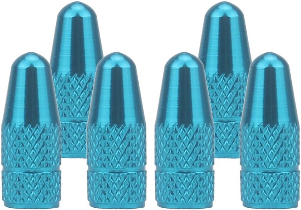 SnelShoppen - 6x Ventieldoppen Fietsventiel Aluminium Legering Sky Blue - Koele Fietsaccessoires voor Racefietsen, Bescherming tegen Vuil en Regenwate