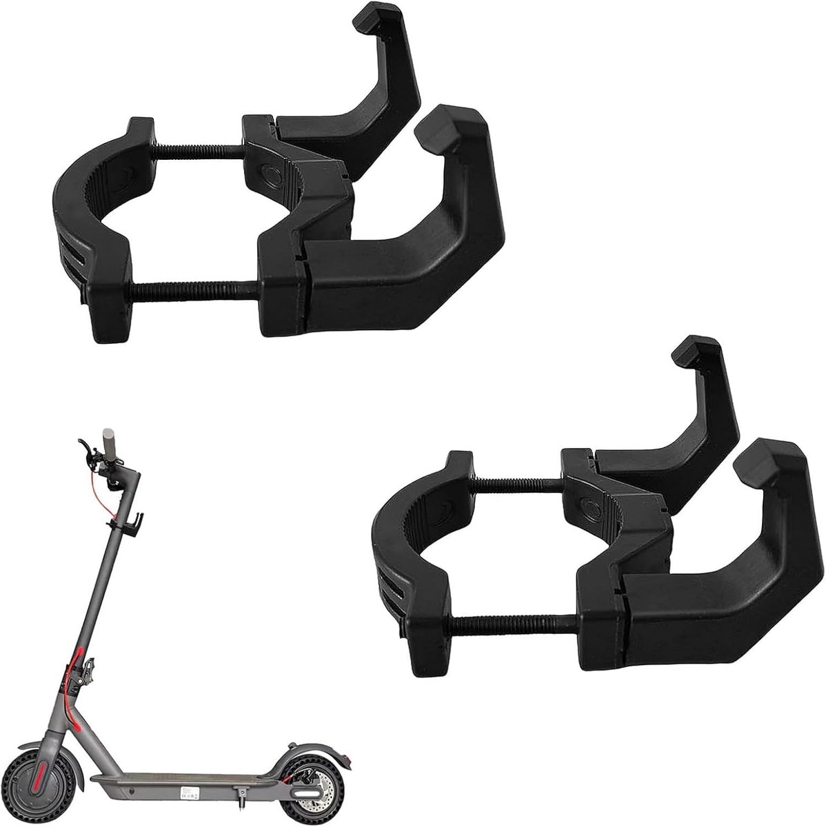 SnelShoppen - 2x Elektrische Scooter Haken met Dubbele Haak - Universeel voor Meeste E-Scooters - Robuuste Wandbevestiging - Hoogwaardige ABS Kunststo