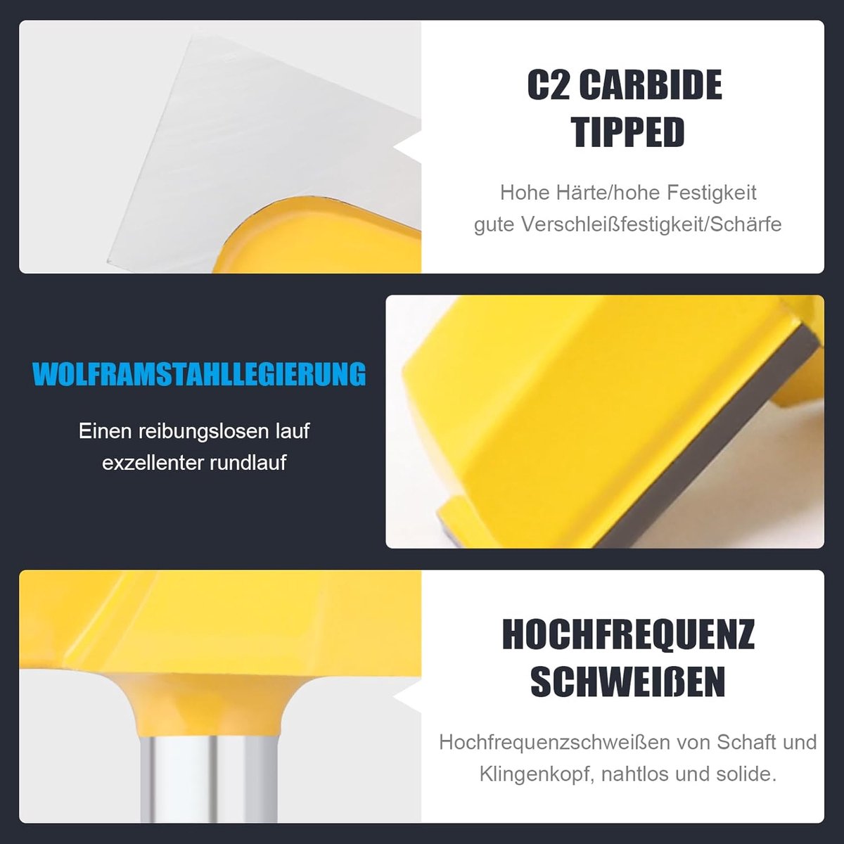 SnelShoppen - 8mm Shank Vloer Reinigings Cutter, Ø57mm, Werklengte 15mm, Duurzame en Scherpe Carbide Frees voor Houtbewerking, Geel