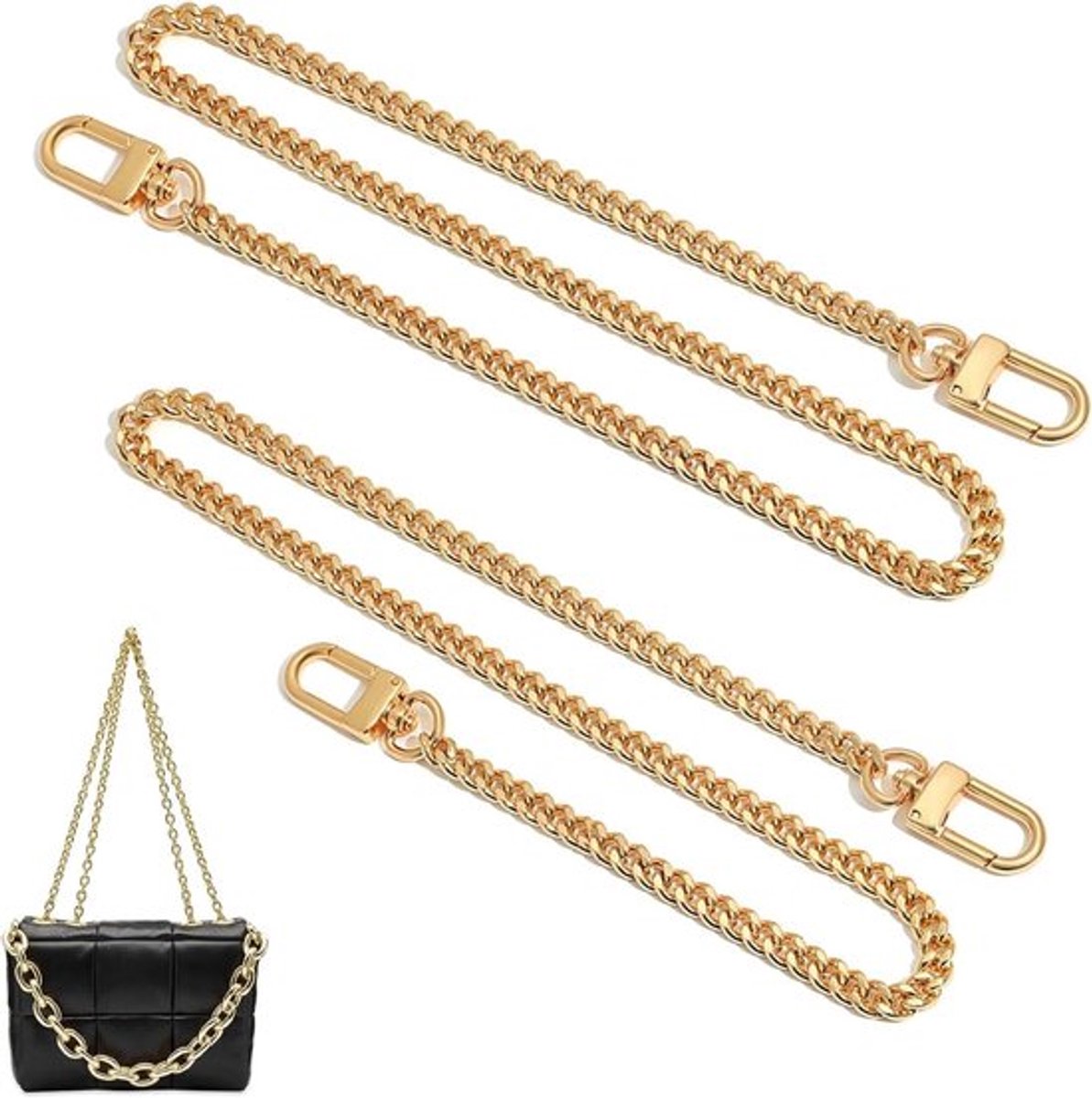 Metalen tasriem, goud, 120 cm/80 cm, schoudertas, handtas, tas accessoire.